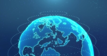 Wall Mural - Digital earth made up of dots. Global network and digital data technology concepts.