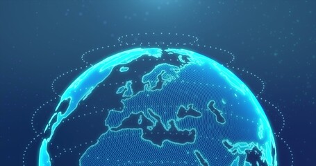 Wall Mural - Digital earth made up of dots. Global network and digital data technology concepts.