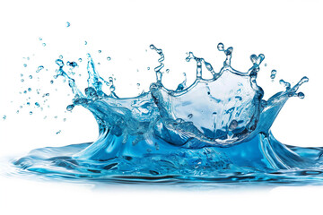 blue water drop splashing on white background