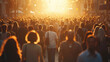 © Katerina Bond - People on the move, a crowd of people walking down the street, rushing about their business at the end of the day. Selective focus.