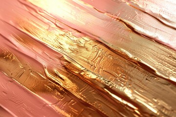 Sticker - A gold and pink color palette with a brush stroke texture. The brush strokes are gold and pink, creating a warm and inviting atmosphere. The gold and pink colors are used to create a sense of luxury