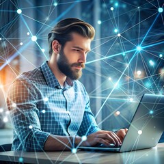 man working on laptop