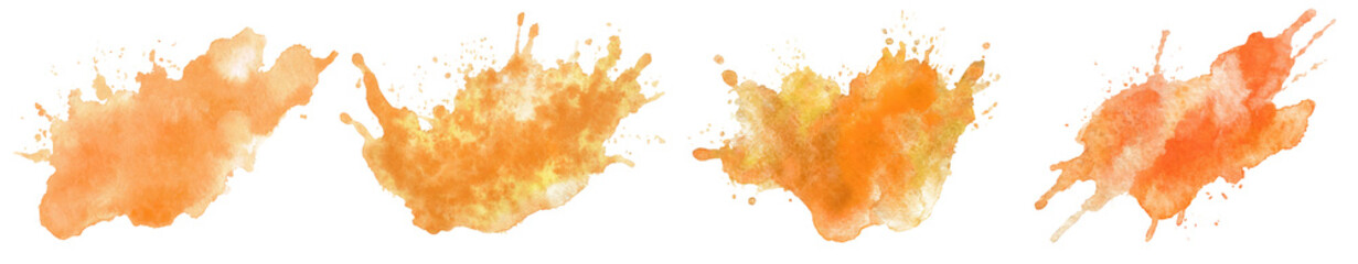 Wall Mural - a vibrant collection of orange watercolor splashes, perfect for artistic backgrounds and creative pr