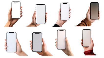 Sticker - PNG hands holding smartphone element set, transparent background