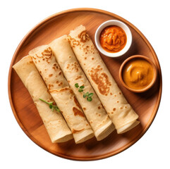 Poster - PNG A White beige minimalistic photography of Dosas in cook book style bread plate food.