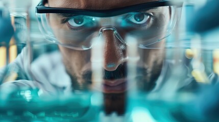 Wall Mural - a researcher in a laboratory setting conducting scientific experiments, using advanced equipment and