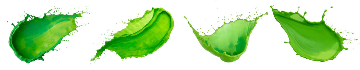 Wall Mural - vibrant green paint splashes create a dynamic and artistic effect, perfect for backgrounds, designs,