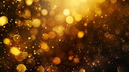 Soft golden orbs create a bokeh effect against a rich dark backdrop, exuding a sense of elegance and warmth in the atmosphere