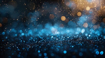 shimmering silver and blue lights illuminate a dark backdrop, creating a magical and festive ambianc