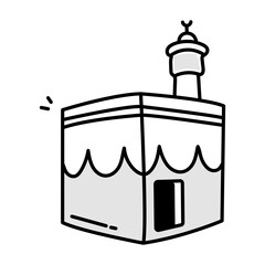 Poster - A doodle style icon of khana kaaba building 

