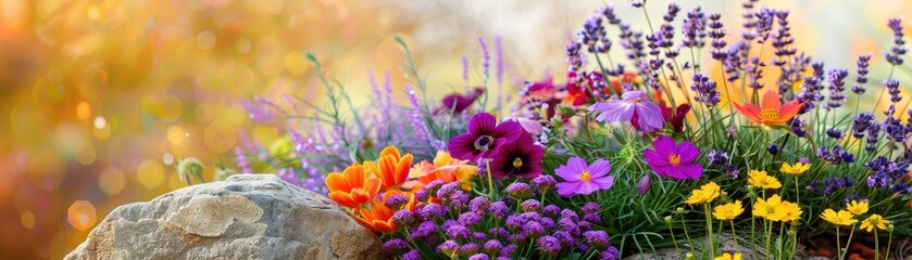 Canvas Print - Vibrant Wildflowers in a Garden