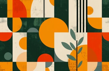 Wall Mural - abstract geometric pattern with bold colors and organic shapes