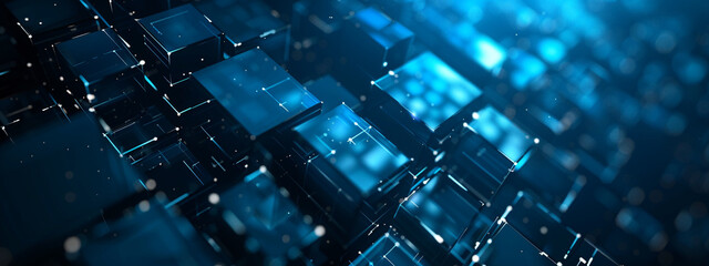 Abstract blue squares in a digital pattern, reminiscent of a futuristic tech backdrop digital data transfer cyberspace background concept. 