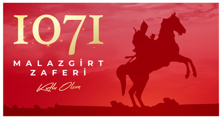 1071 August 26, Malazgirt Zaferi Kutlu Olsun. (Happy Malazgirt Victory) Greeting card, banner, social media template, banner vector illustration.