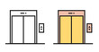 © vladwel - Elevator lift doors line outline stroke art icon vector graphic illustration set image clipart