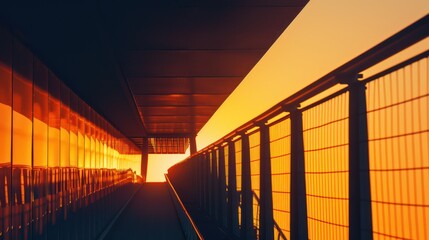 Wall Mural - Abstract architectural photography of a bridge at sunrise or sunset