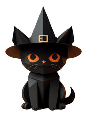 Wall Mural - PNG A cute black cat wearing a witch hat halloween animal mammal.