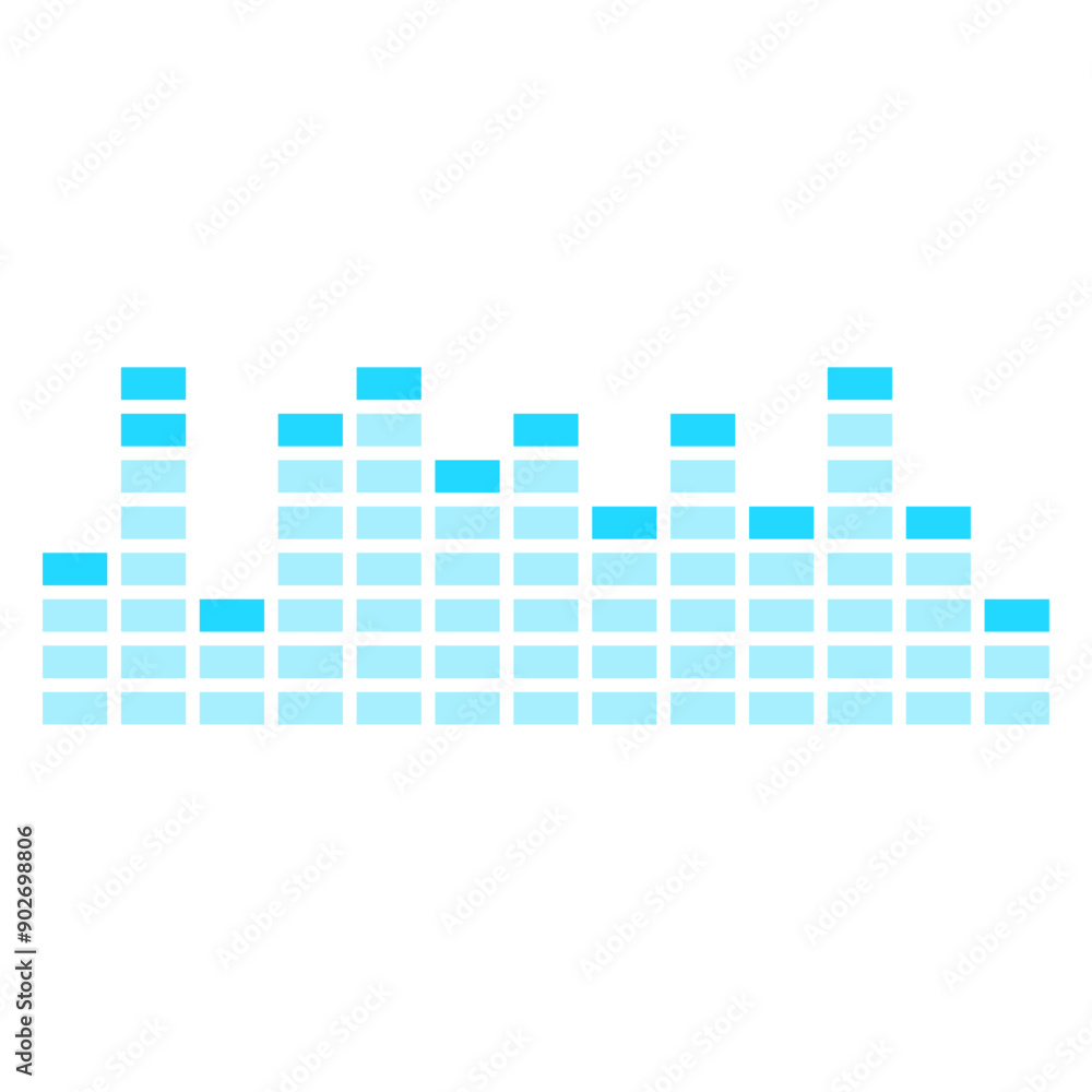 Blue Reverb Symbol Blue Wave Bars Equalizer Loud Music Record Player Mixer Mixing Console ...
