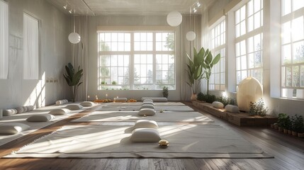 Canvas Print - Envision a yoga studio with state-of-the-art air purification systems, ensuring a clean and healthy environment.