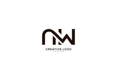 NW WN AW WA Abstract initial monogram letter alphabet logo design