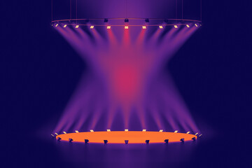 Wall Mural - 3d presentation scene pedestal illuminated by ray of spot light. 3d rendering of mockup of presentat