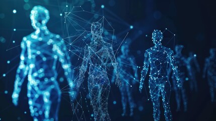 Wall Mural - ai avatars interacting with humans in a virtual environment