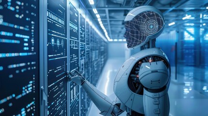 Wall Mural - visualization of ai enhancing cybersecurity measures