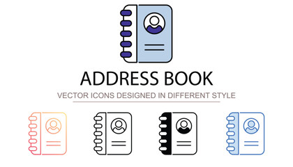 Address Book icon design with white background stock illustration