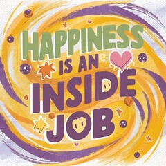 Wall Mural - Happiness is an inside job colorful background and text (T-shirt Design Motivational Quote, Illustration ,Typography)