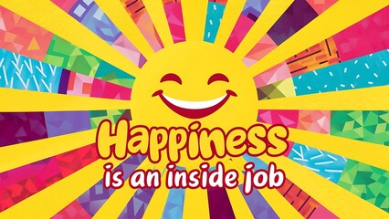 Wall Mural - Happiness is an inside job colorful background and text (T-shirt Design Motivational Quote, Illustration ,Typography)