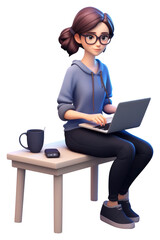 Poster - PNG Programmer computer sitting reading.