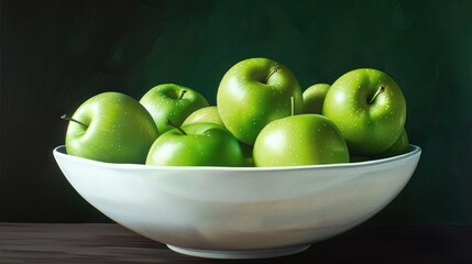 Canvas Print - Bowl of Bright Green Apples