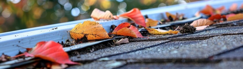 Wall Mural - Autumn Leaves on a Roof