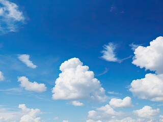 Wall Mural - small clouds against a backdrop of azure sky