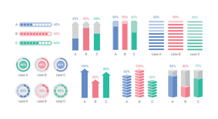 Wall Mural - infographics and charts design template for corporate business presentations, reports, marketing, br