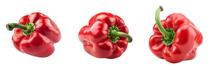 Set of A red bell pepper lying on its side isolated on transparent background