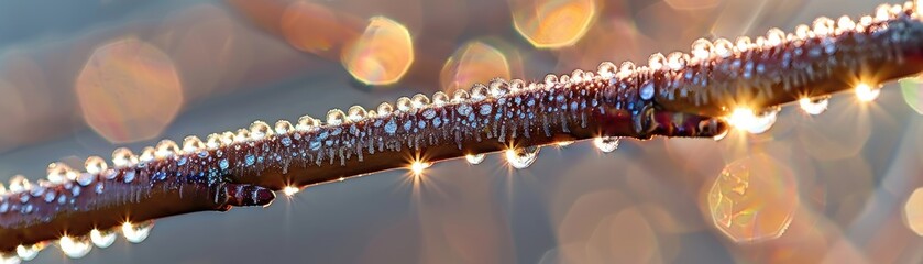 Canvas Print - Glistening Dew Drops on a Twinkling Branch in the Early Morning Light