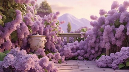 Wall Mural - lavender flowers in a garden