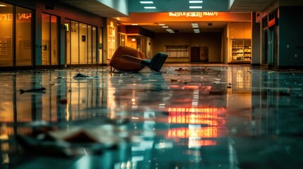 Canvas Print - Abandoned Shopping Mall Interior