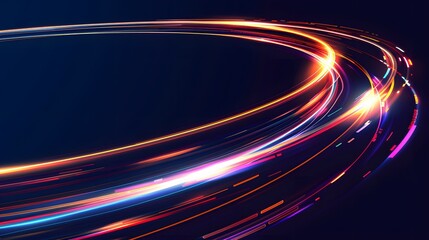 Wall Mural - vector abstract circle neon light line round frame colorful blue purple isolated on black background