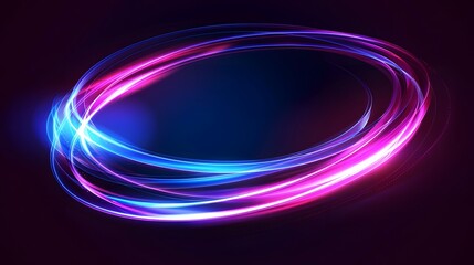 Wall Mural - Vector abstract circle neon light line round frame colorful blue purple isolated on black background. Technology modern concept.