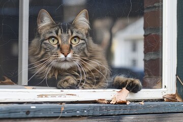 Wall Mural - A cat is looking out the window