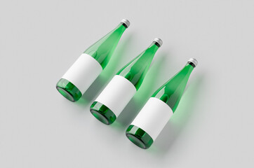 Canvas Print - Green glass water bottle mockup with a blank label.