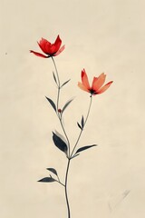 Wall Mural - minimalist art floral