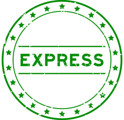 Poster - Grunge green express word round rubber seal stamp on white background