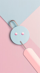 Wall Mural - there is a blue umbrella with pink eyes on a pink and blue background