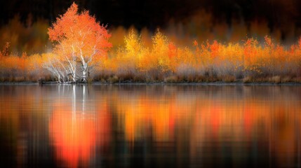 Sticker - Autumn Reflection in a Still Lake