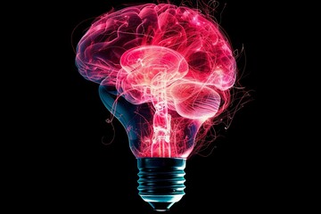 Sticker - Abstract brain lightbulb with neural connections showcasing creative thinking and innovation.