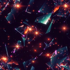 Wall Mural - abstract cosmic space with glowing fragments and stars