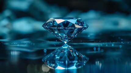 Wall Mural - Blue Diamond on Blue Background.